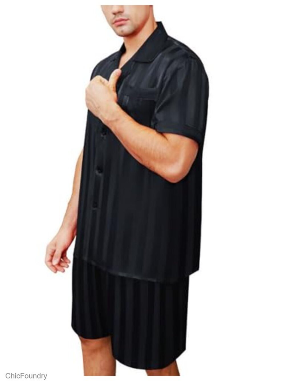 Mens Satin Short Pajama Set Sleepwear Loungewear Silky 2-Piece